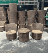 Bàn ghế giả mây BGM001