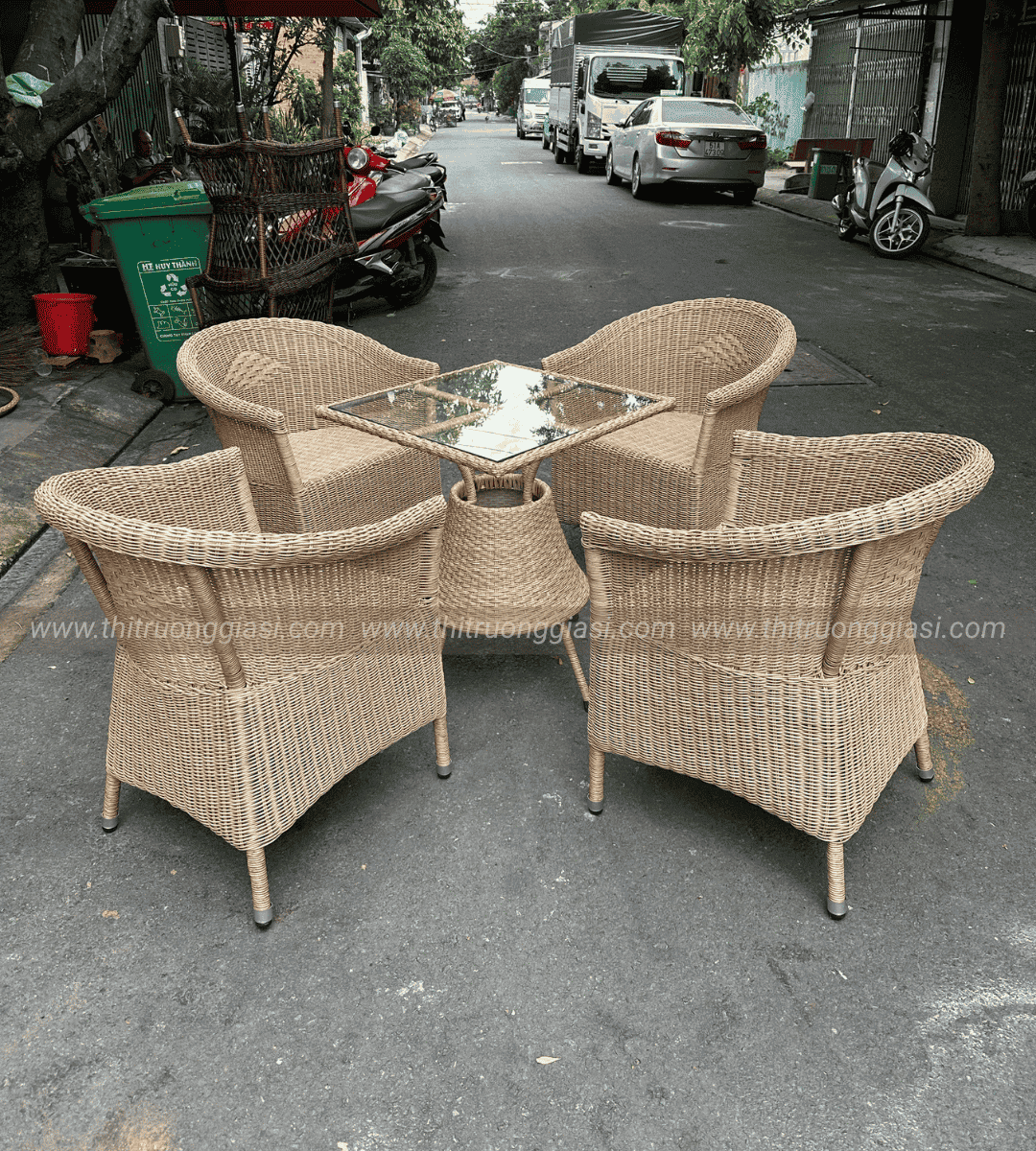 Bàn ghế giả mây BGM002
